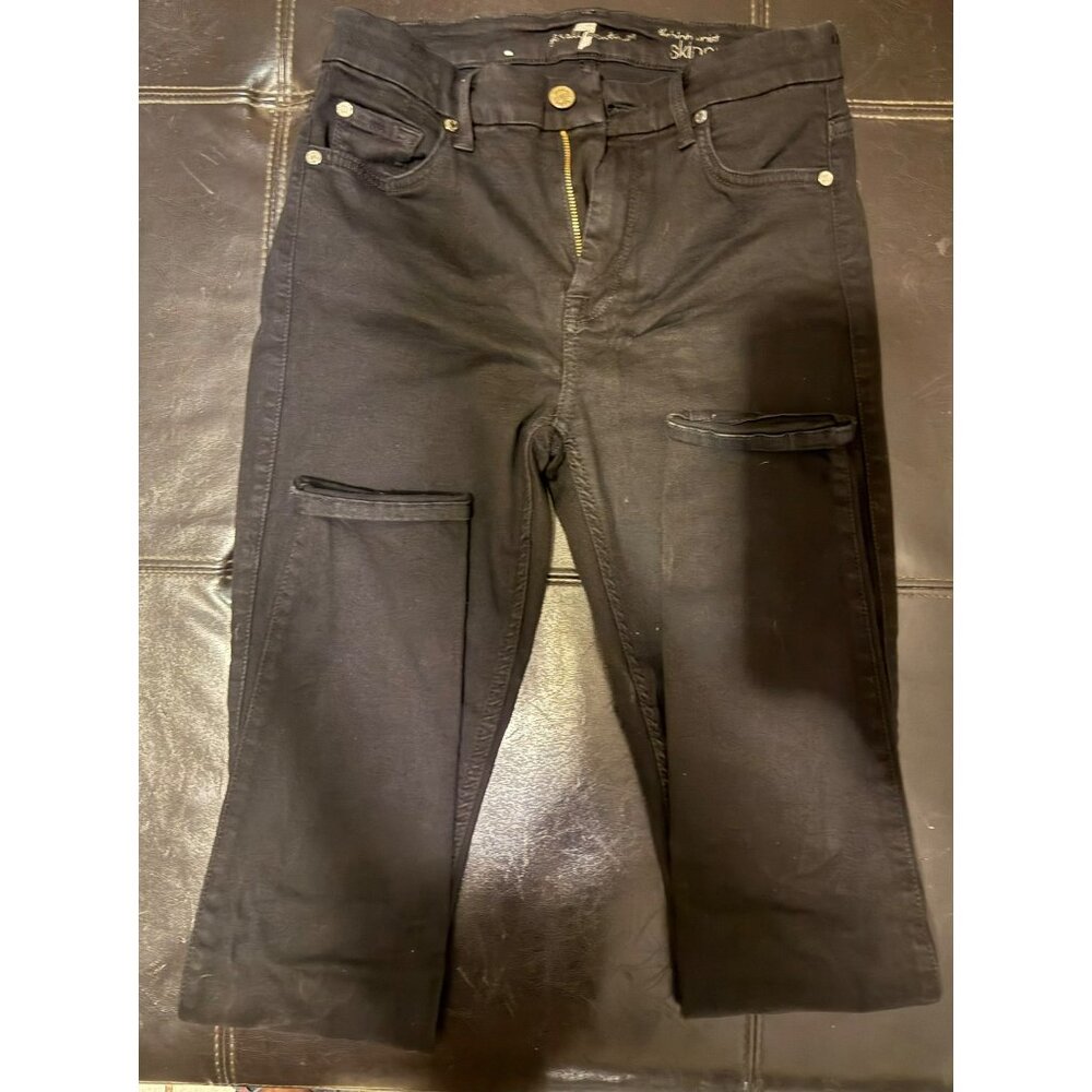 7 For All Mankind Womens Black Skinny Jeans Size 28 Rayon Blend